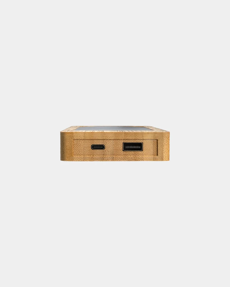 Batterie de secours solaire bambou 10.000mAh à personnaliser