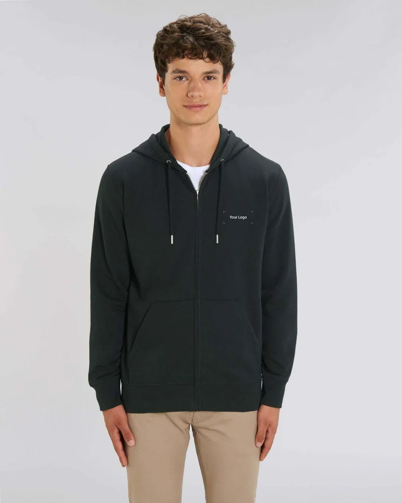 Sweat zippé unisexe personnalisable en coton bio