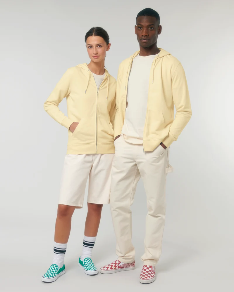 Sweat zippé unisexe personnalisable en coton bio