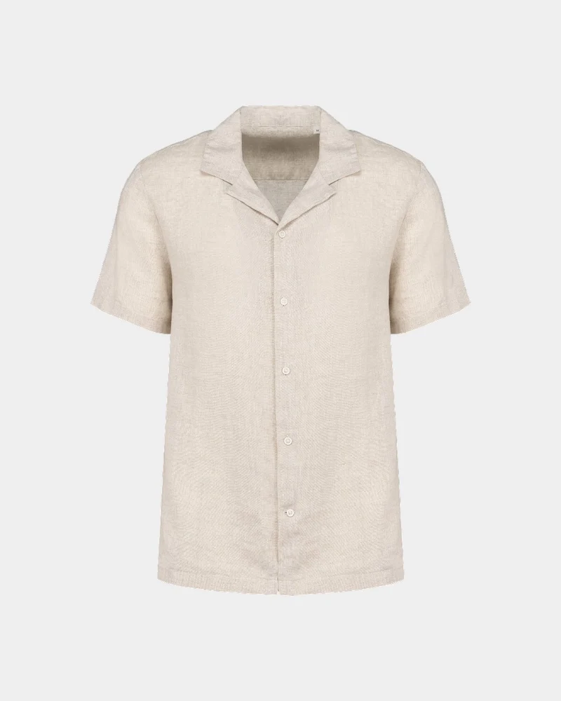 Chemise à col bowling en lin homme à personnaliser