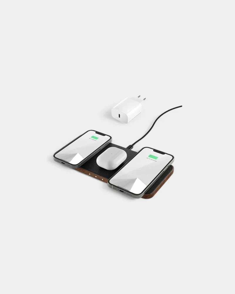 Station de charge sans fil en bois personnalisable