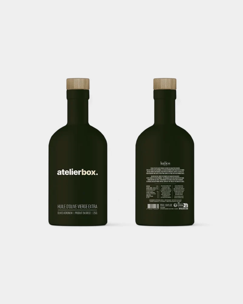 Bouteille d'huile d'olive extra vierge à personnaliser